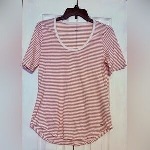 Tommy Hilfiger Red & White Striped Scoop-Neck Tee